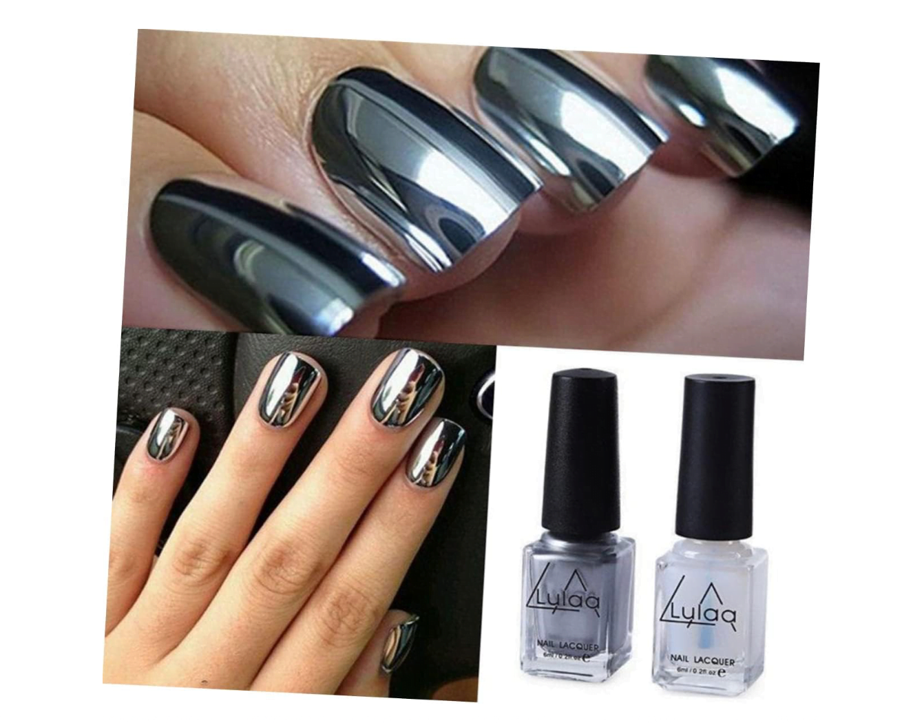 KALLORY Conjunto De 2 Peças Esmalte De Espelho Verniz Para Unhas Metal