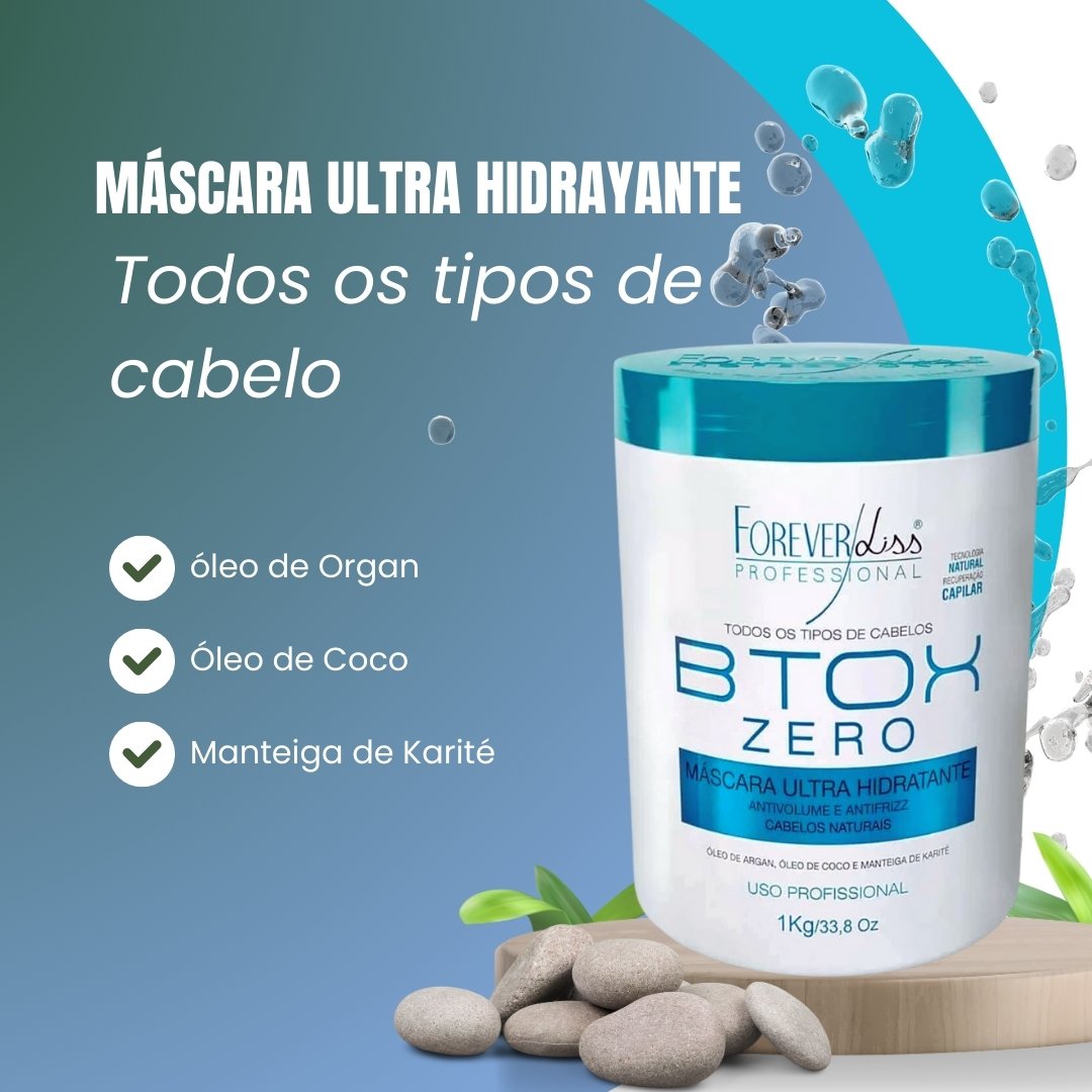 Forever Liss Zero Btox Máscara ultra hidratante orgânica antifrizz 1 kg